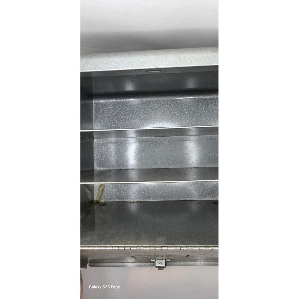 Vintage Brumberger Metal Slide Storage Case Gray Hammered Finish 3-Shelf Box
